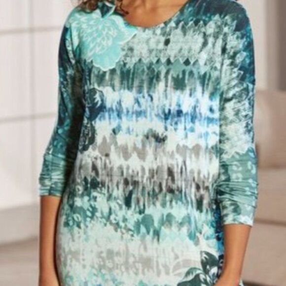 Soft Surroundings Shirt Top Tunic Flower Tie Dye - Picture 14 of 14